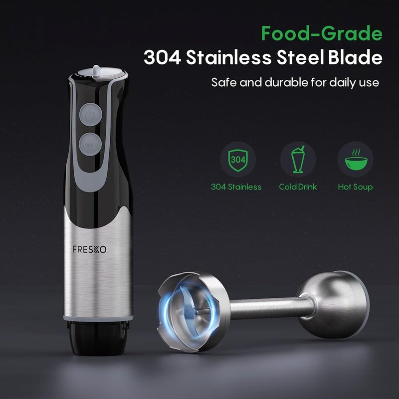 Fresko Immersion Handheld Blender 500W with 700ml Beaker, 12-Speed & Turbo Mode Hand Blender Stick, 304 Stainless Steel Blades for Soup, Smoothie, Puree, Baby Food - Image 5